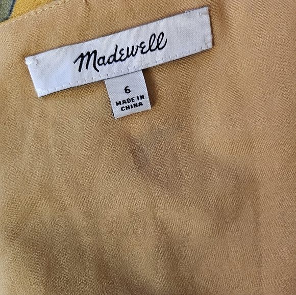 Madewell V-Neck Ruffle Flutter Sleeve Floral Boho Mini Dress Yellow Blue Size 6 - Picture 3 of 8